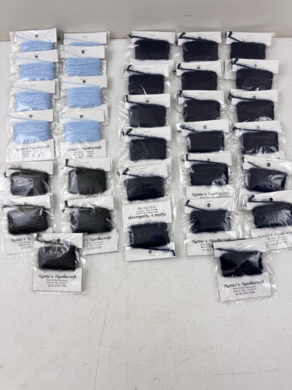 Needlepoint Embroidery Threads Lot of 32  Blues And Black Netties Needlecraft